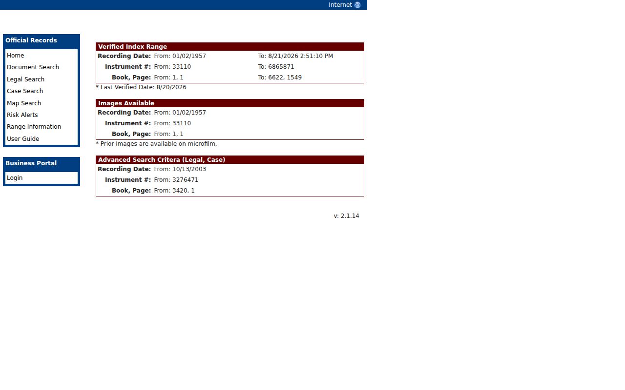 COR record coverage ranges for Collier County