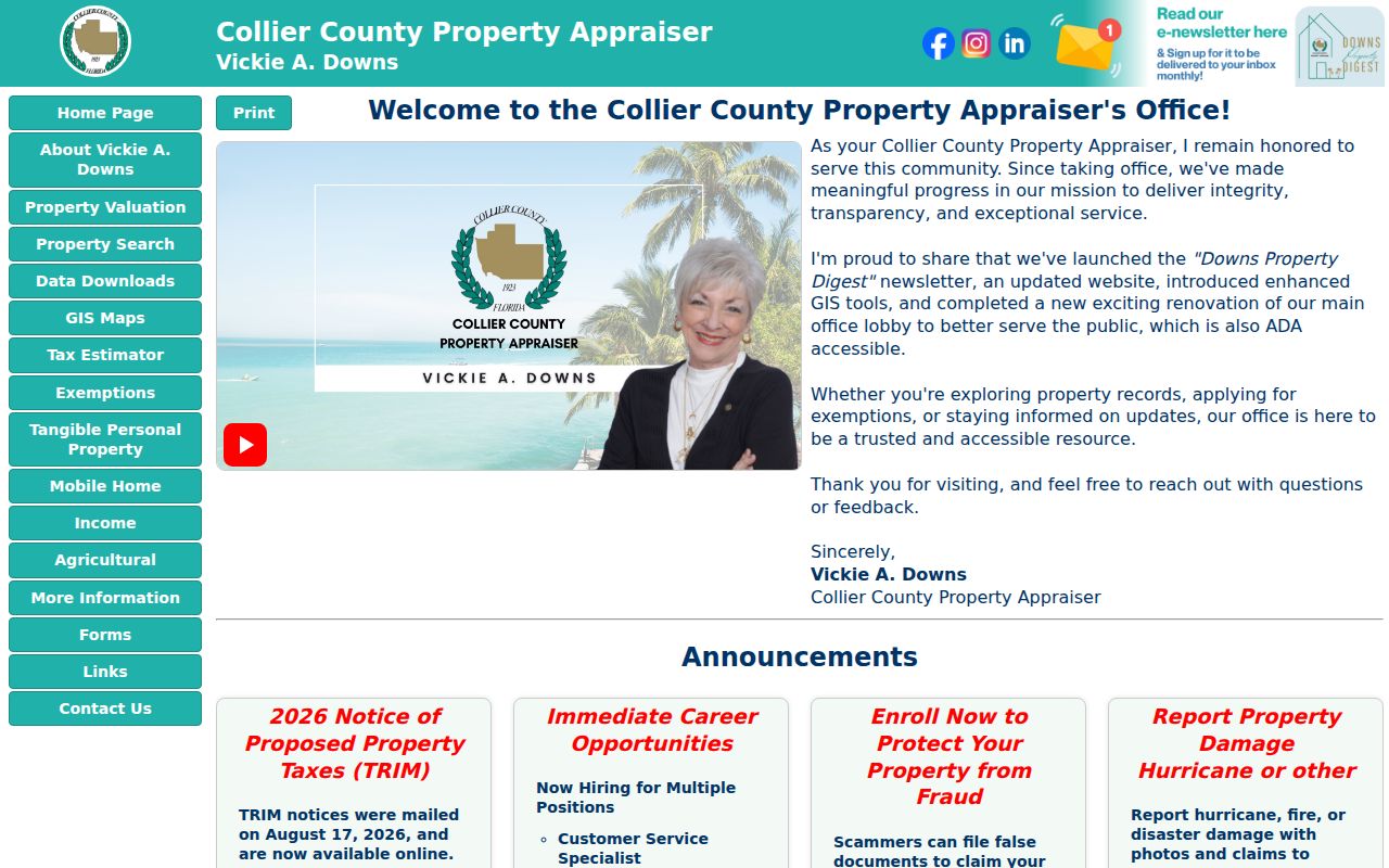 Collier County Property Appraiser property search used for street and address records